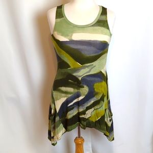 LOGO green high-low sleeveless top